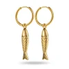 Mini Hoop Earrings with Fish Pendant