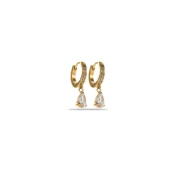 Mini Hoops Earrings with Rhinestone Drop