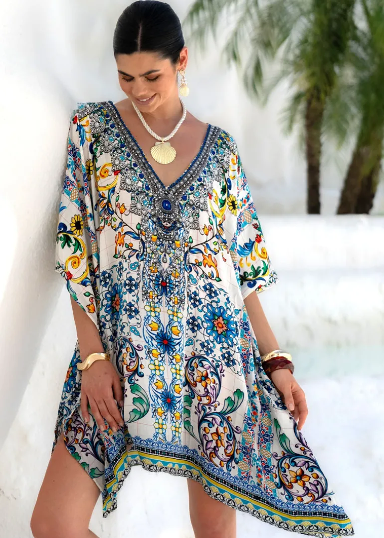 Mini Kaftan Dress in Amalfi Print