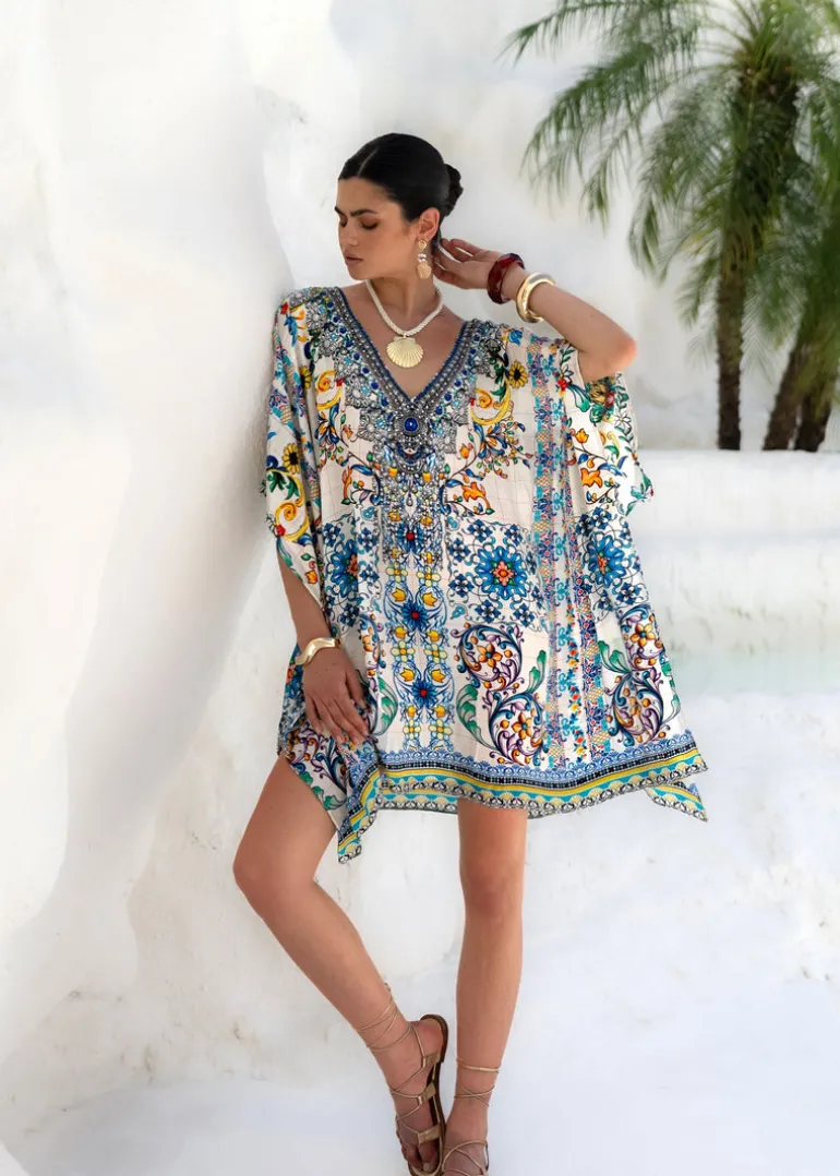 Mini Kaftan Dress in Amalfi Print