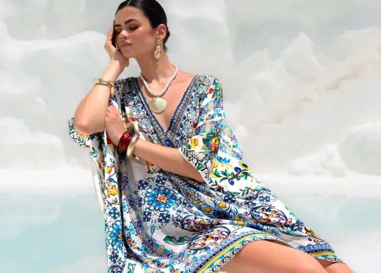 Mini Kaftan Dress in Amalfi Print