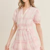 Mini Ruffle Dress in Checkered Pink