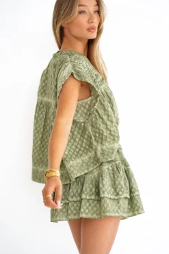 Mini Skirt Antibes in Olive Hand Dye