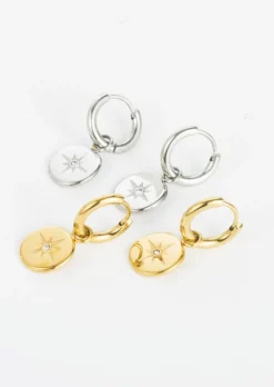 Mini Star Embossed Huggies Earrings