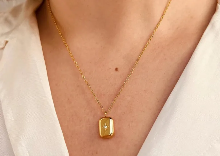 Mini Star Embossed Pendant Necklace