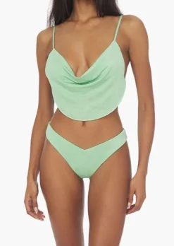 Mint Cowl Neck Glitter Bikini Top