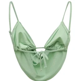 Mint Cowl Neck Glitter Bikini Top