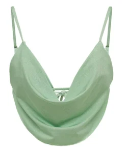 Mint Cowl Neck Glitter Bikini Top