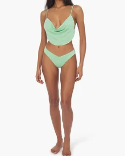 Mint Cowl Neck Glitter Bikini Top