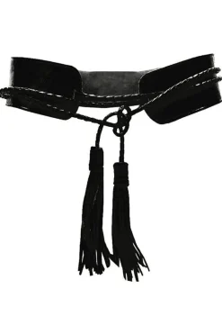 Miss June Leather Waist Belt with Tassel Ties