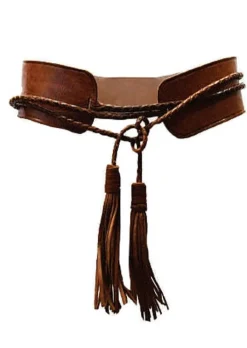 Miss June Leather Waist Belt with Tassel Ties
