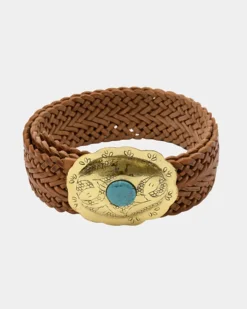 Miss June Tan Leather Buckle Belt Janna