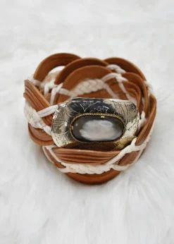Miss June Tan Leather Buckle Belt Helicia