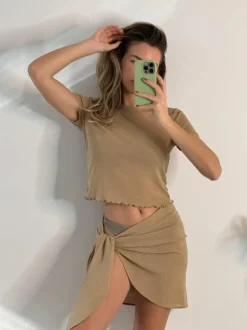Mocha Short Sleeved Mesh T-shirt