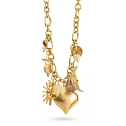 Multi Charm Heart Chain Necklace