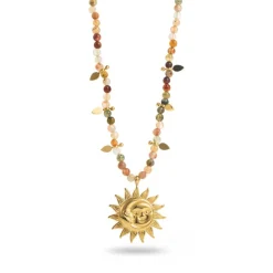 Multi Stone Bead Sun Necklace