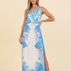 Mykonos Border Print Maxi Dress