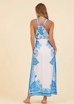 Mykonos Border Print Maxi Dress