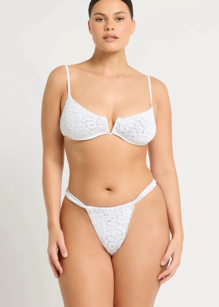 Nora Balconette Bikini Top in White Optic Leopard