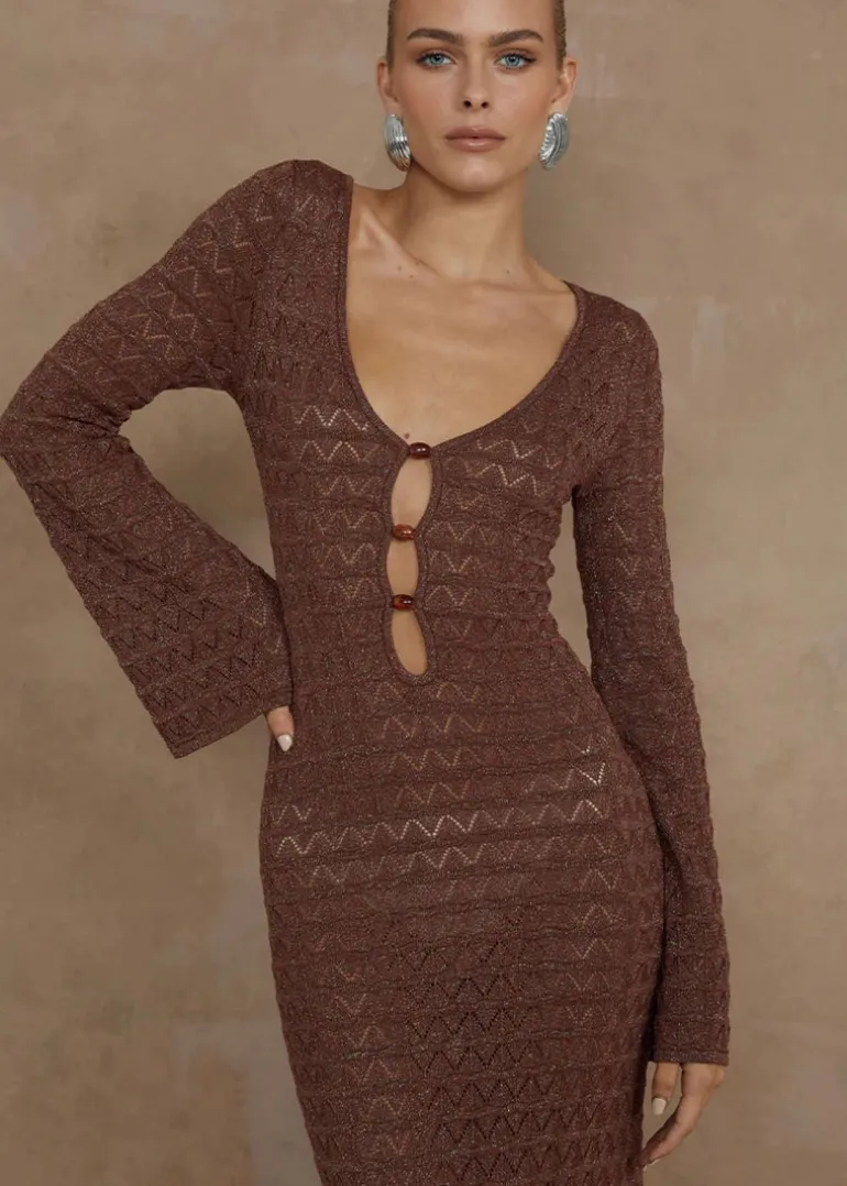 Nya Knit Midi Dress in Espresso