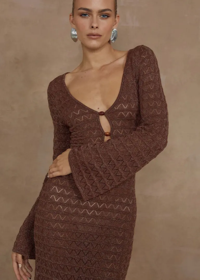 Nya Knit Midi Dress in Espresso