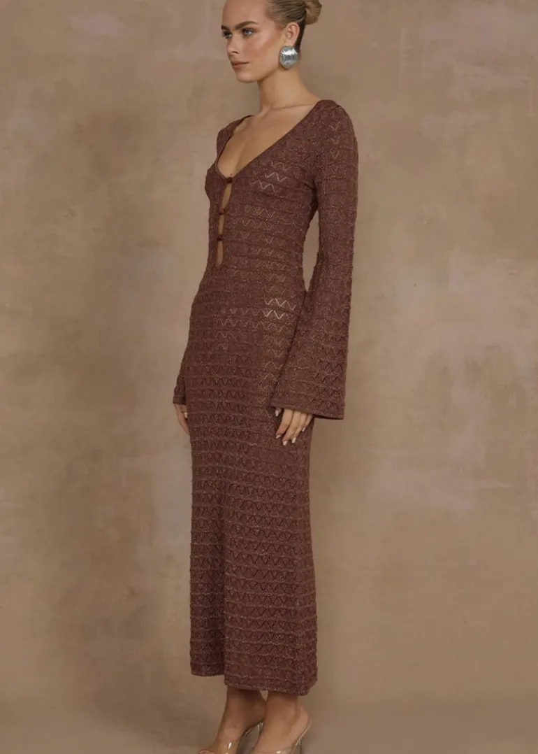 Nya Knit Midi Dress in Espresso