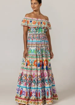Off Shoulder Maxi Print Dress Yalla
