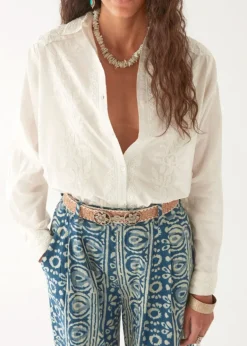Off White Embroidered Blouse Ganges