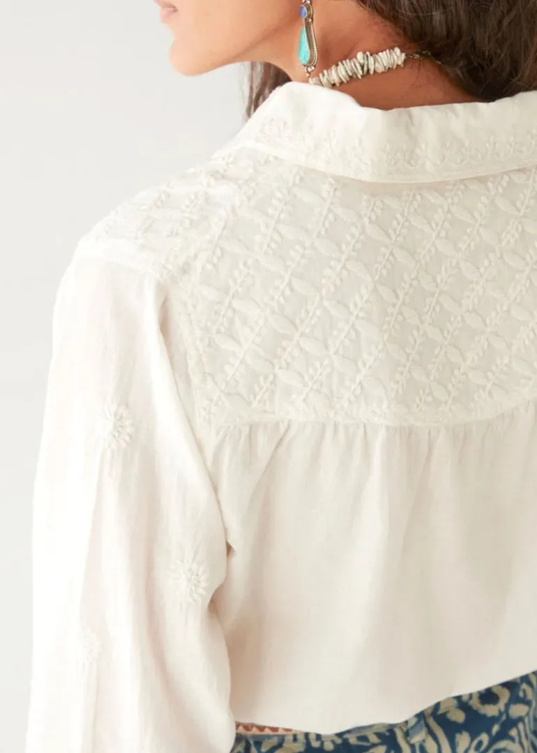 Off White Embroidered Blouse Ganges