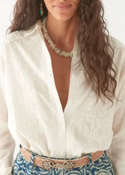 Off White Embroidered Blouse Ganges