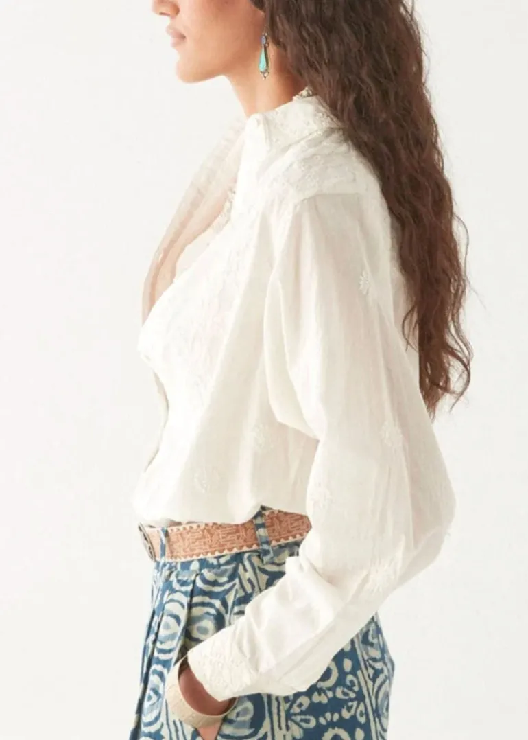 Off White Embroidered Blouse Ganges