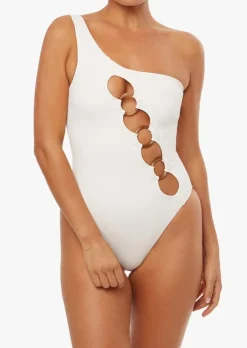 One Shoulder O ring One Piece in Off White