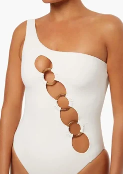 One Shoulder O ring One Piece in Off White