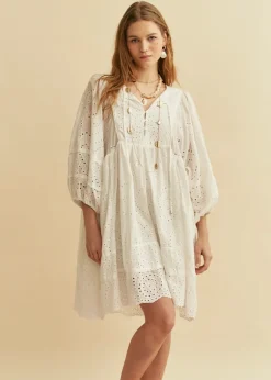 Oversized White Embroidered Dress Adela