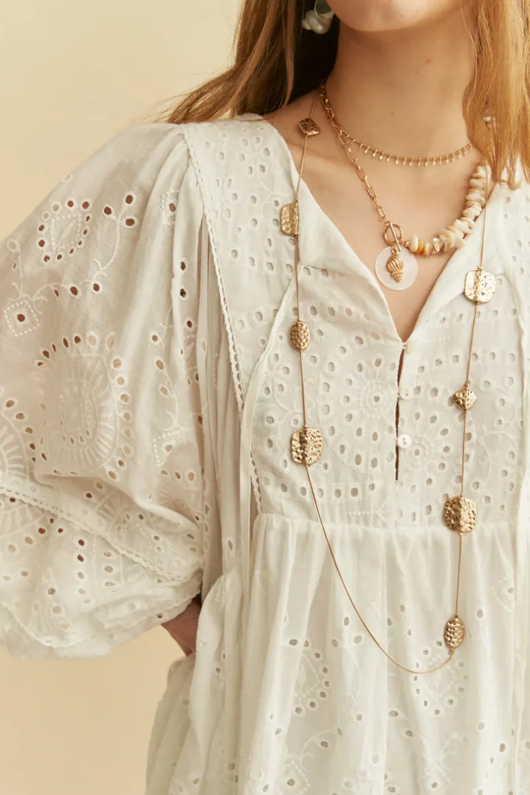 Oversized White Embroidered Dress Adela
