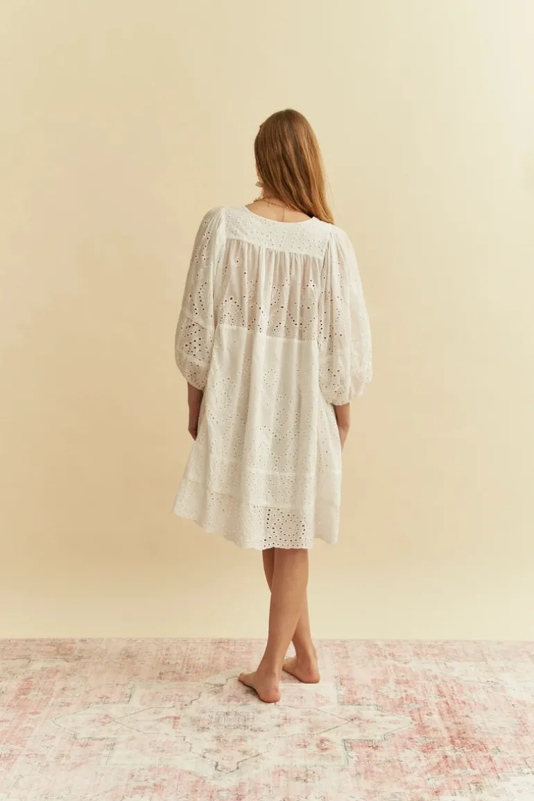 Oversized White Embroidered Dress Adela