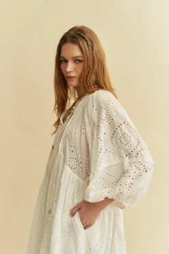 Oversized White Embroidered Dress Adela