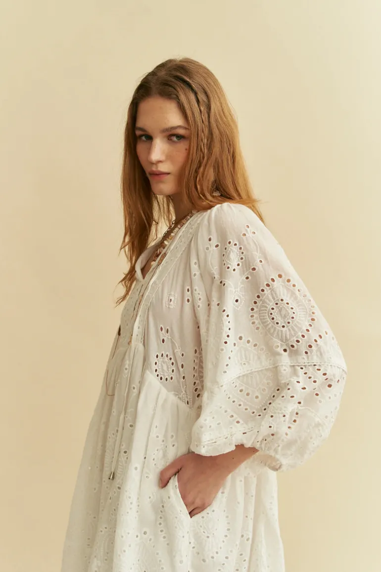 Oversized White Embroidered Dress Adela