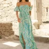 Palm Aqua Maxi Dress