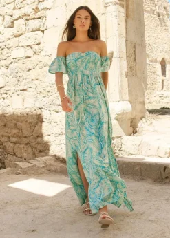 Palm Aqua Maxi Dress