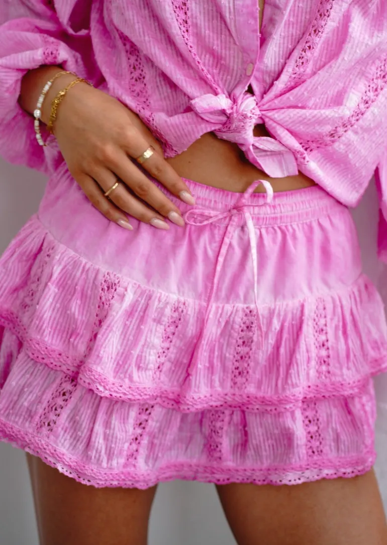 Pink Embroidery Skort Poupette