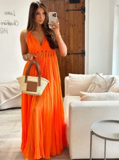 Pleated Grecian Maxi Gown
