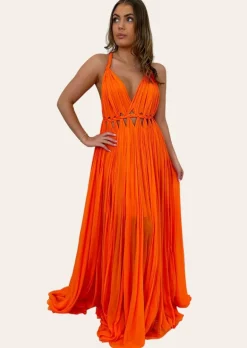 Pleated Grecian Maxi Gown