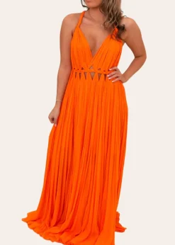 Pleated Grecian Maxi Gown