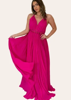 Pleated Grecian Maxi Gown