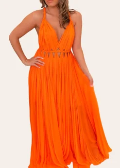 Pleated Grecian Maxi Gown