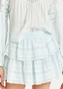 Ruffle Mini Skirt in Light Blue Hand Dye