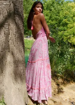 Sahara Pink Crochet Maxi Dress
