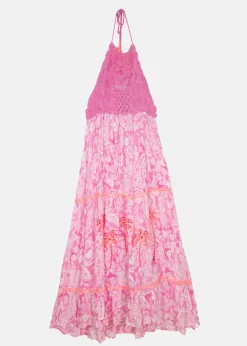 Sahara Pink Crochet Maxi Dress