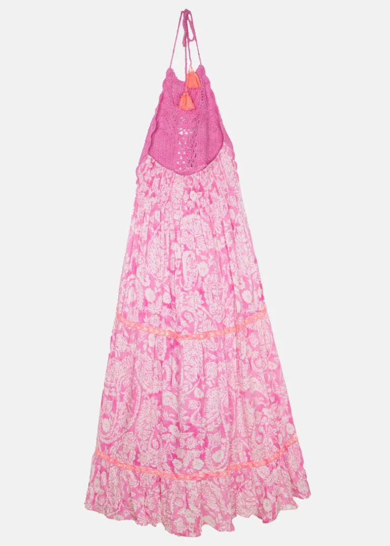 Sahara Pink Crochet Maxi Dress